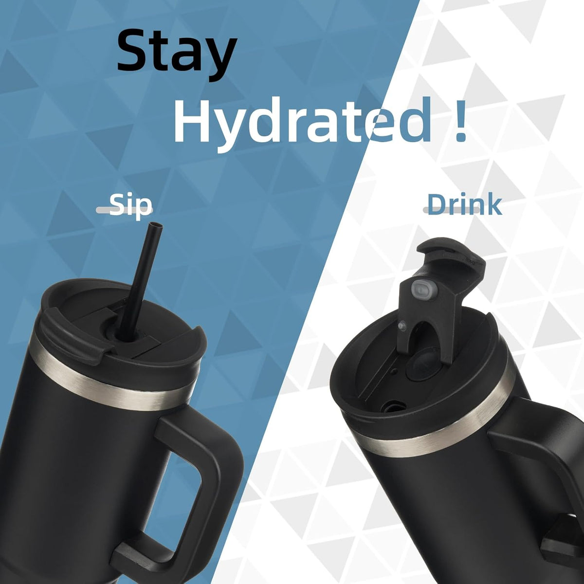 30 oz Insulated Tumbler Water Bottle with Handle, Straw Lid