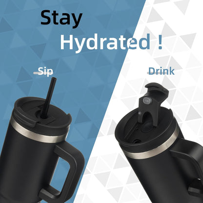 30 oz Insulated Tumbler Water Bottle with Handle, Straw Lid