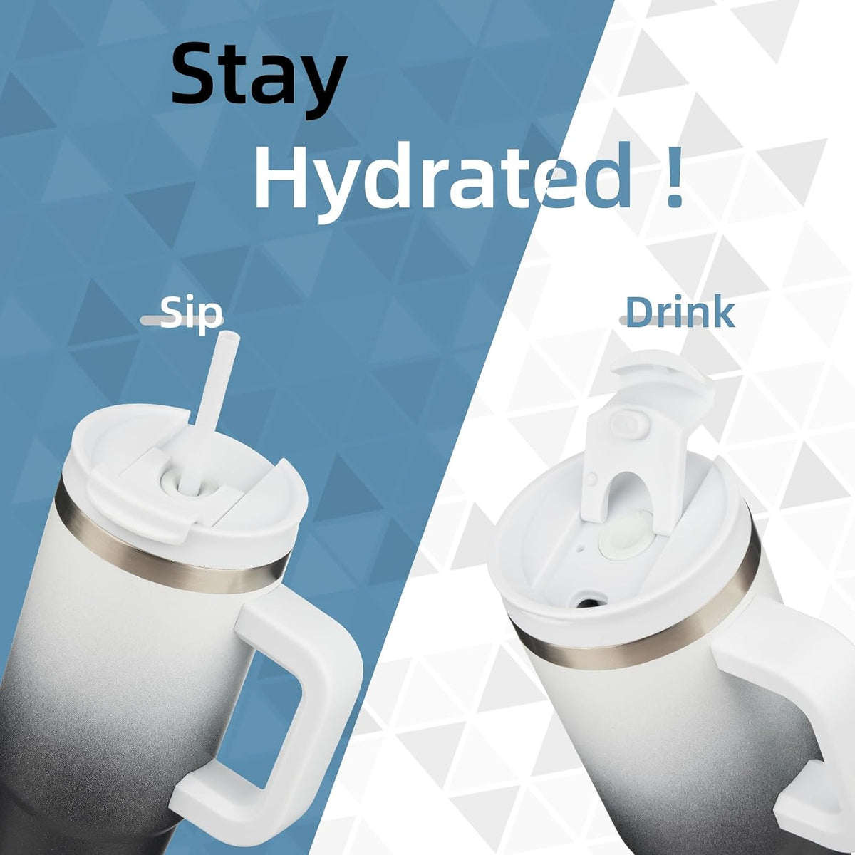 30 oz Insulated Tumbler Water Bottle with Handle, Straw Lid