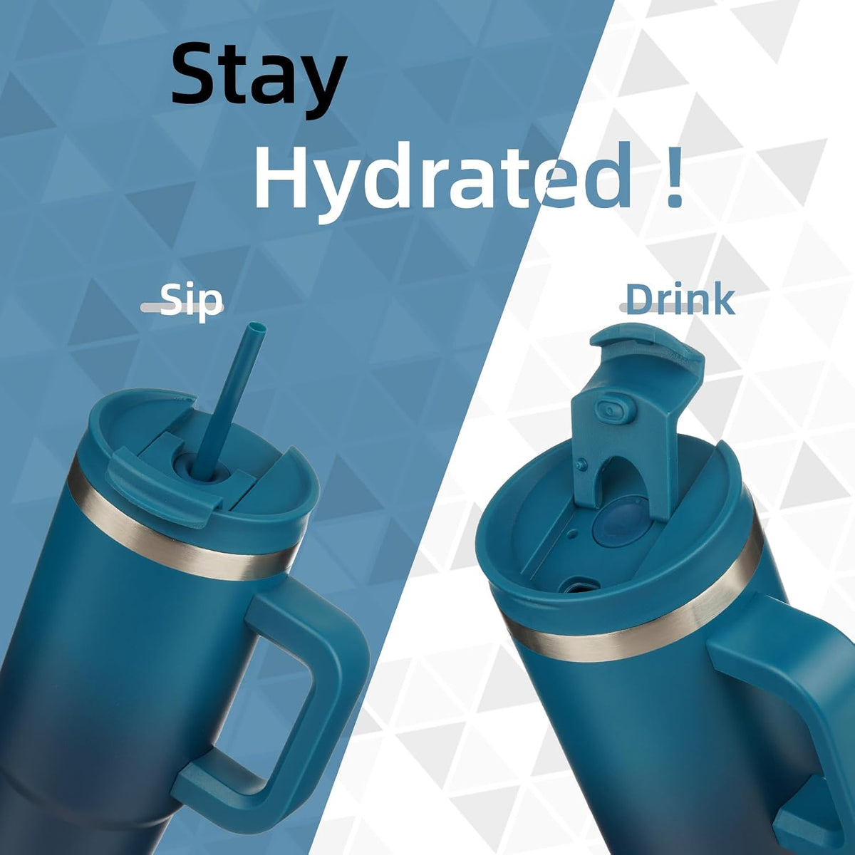 30 oz Insulated Tumbler Water Bottle with Handle, Straw Lid