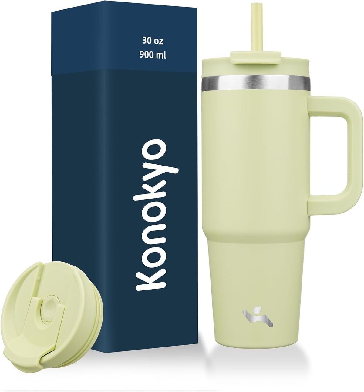 30 oz Insulated Tumbler Water Bottle with Handle, Straw Lid
