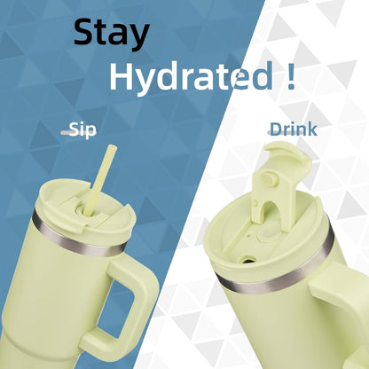 30 oz Insulated Tumbler Water Bottle with Handle, Straw Lid