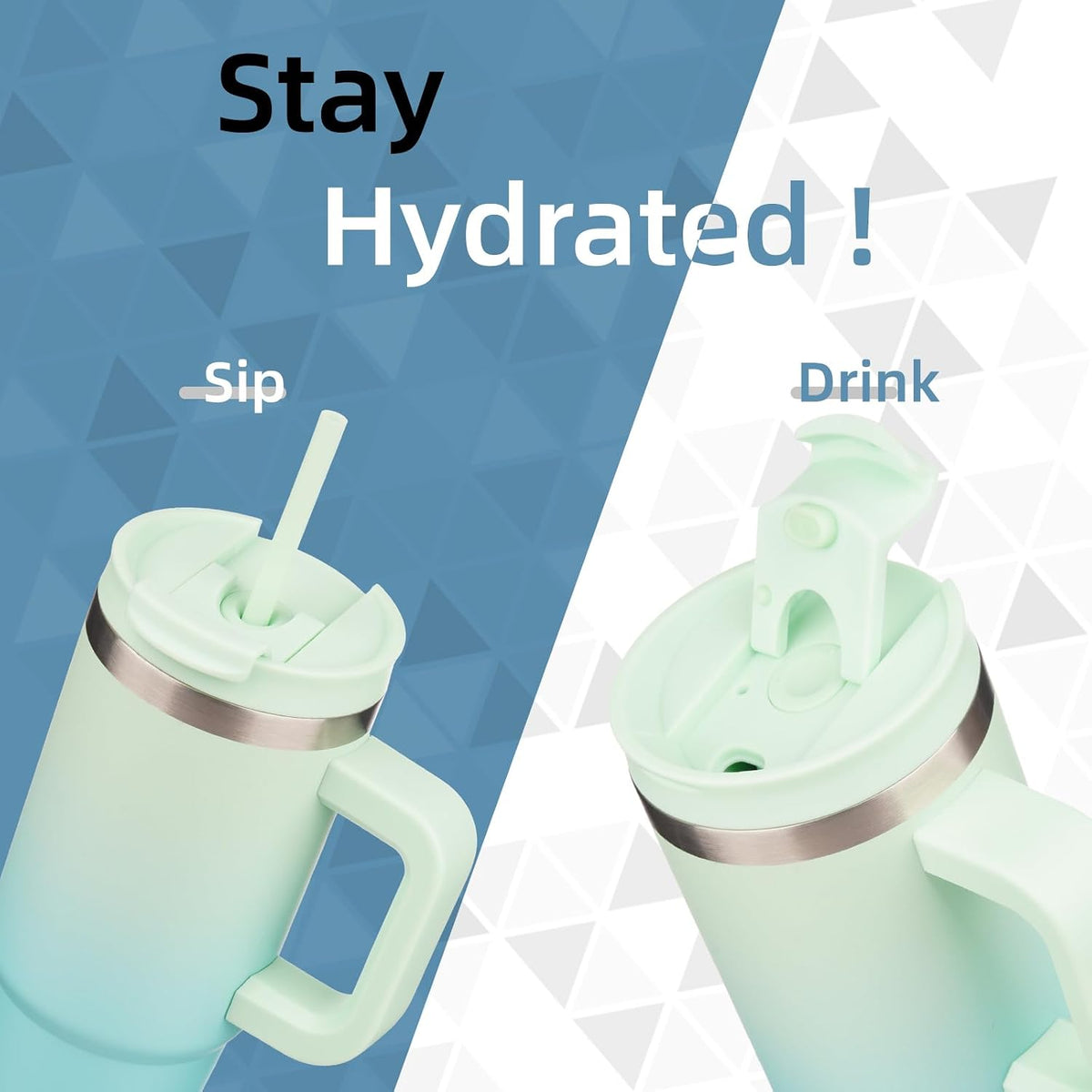 30 oz Insulated Tumbler Water Bottle with Handle, Straw Lid