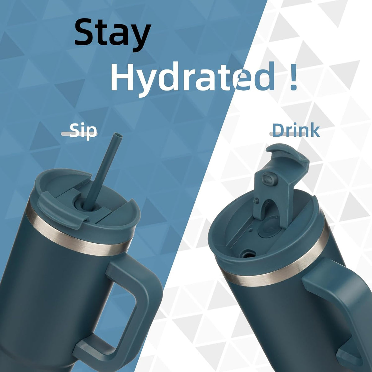 30 oz Insulated Tumbler Water Bottle with Handle, Straw Lid