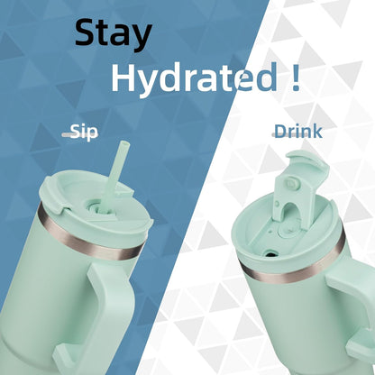 30 oz Insulated Tumbler Water Bottle with Handle, Straw Lid