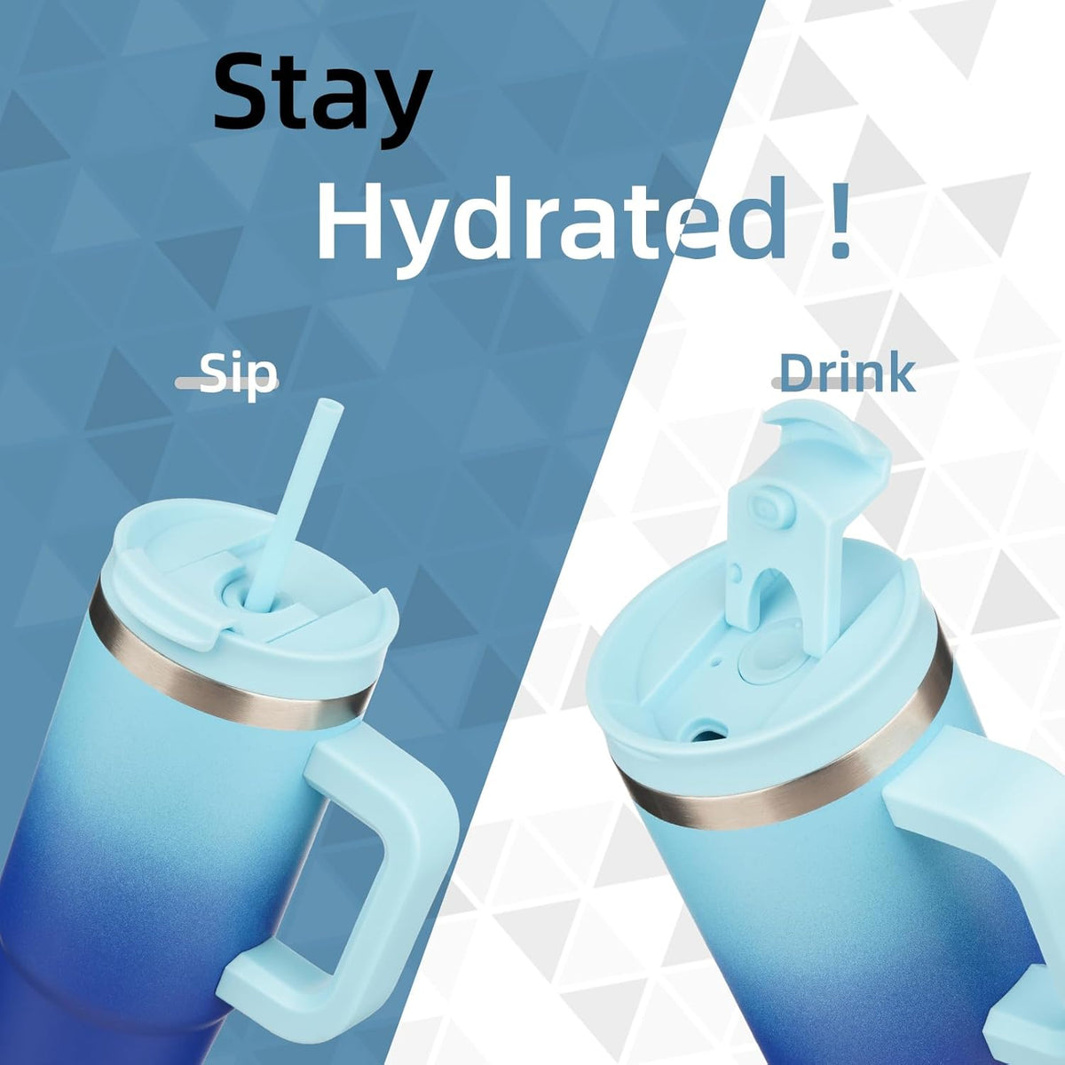 30 oz Insulated Tumbler Water Bottle with Handle, Straw Lid