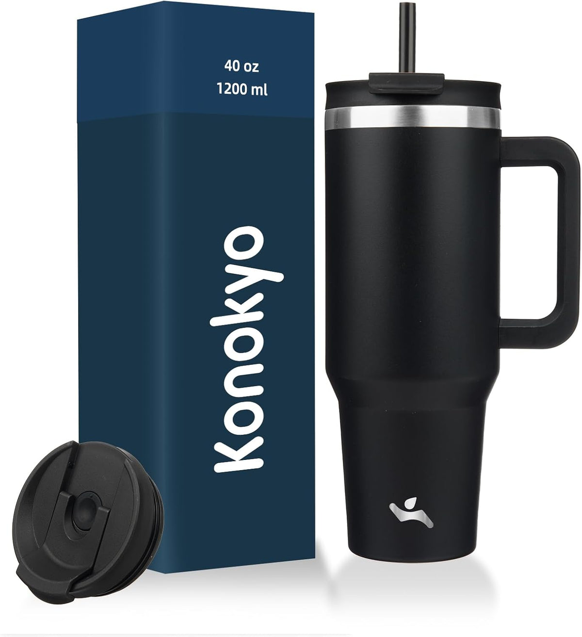 30 oz Insulated Tumbler Water Bottle with Handle, Straw Lid