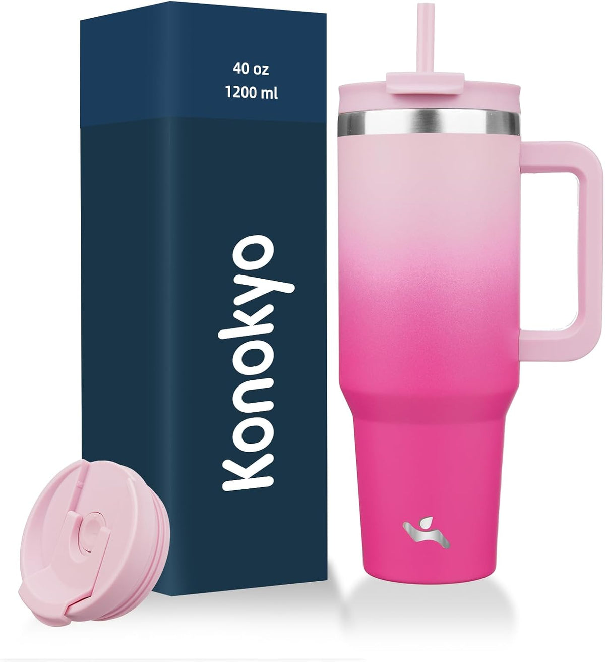 30 oz Insulated Tumbler Water Bottle with Handle, Straw Lid