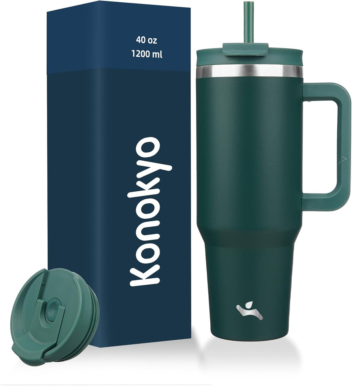 30 oz Insulated Tumbler Water Bottle with Handle, Straw Lid