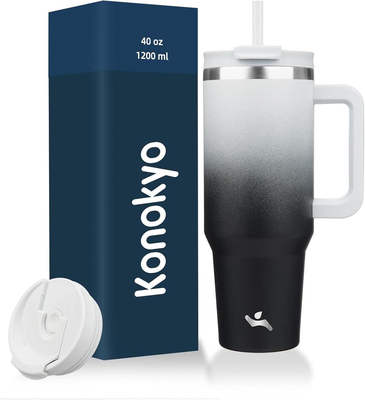 30 oz Insulated Tumbler Water Bottle with Handle, Straw Lid