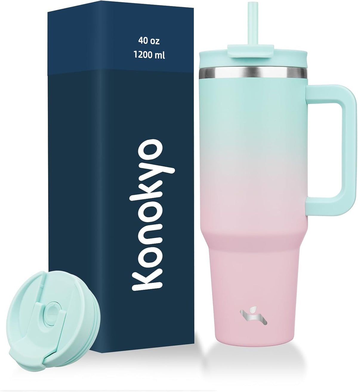 30 oz Insulated Tumbler Water Bottle with Handle, Straw Lid