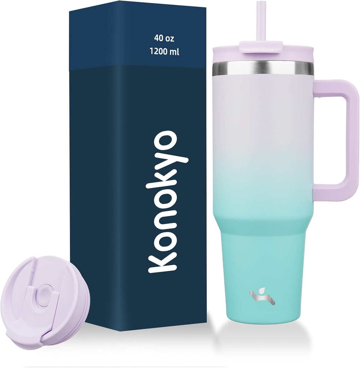 30 oz Insulated Tumbler Water Bottle with Handle, Straw Lid