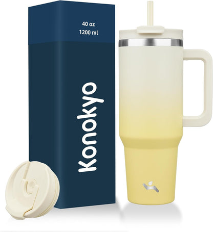 30 oz Insulated Tumbler Water Bottle with Handle, Straw Lid