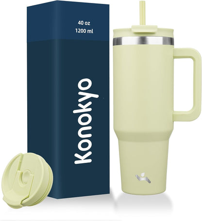 30 oz Insulated Tumbler Water Bottle with Handle, Straw Lid