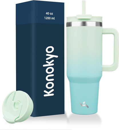 30 oz Insulated Tumbler Water Bottle with Handle, Straw Lid