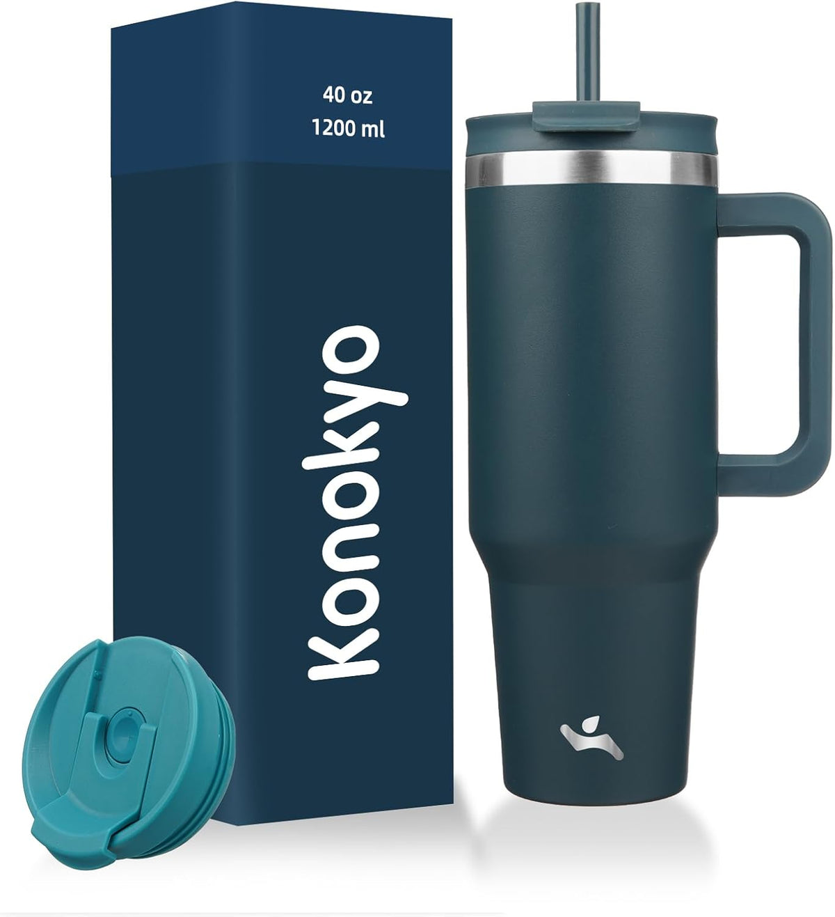 30 oz Insulated Tumbler Water Bottle with Handle, Straw Lid
