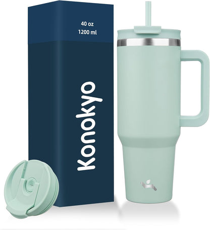 30 oz Insulated Tumbler Water Bottle with Handle, Straw Lid