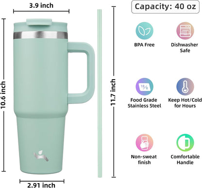 30 oz Insulated Tumbler Water Bottle with Handle, Straw Lid