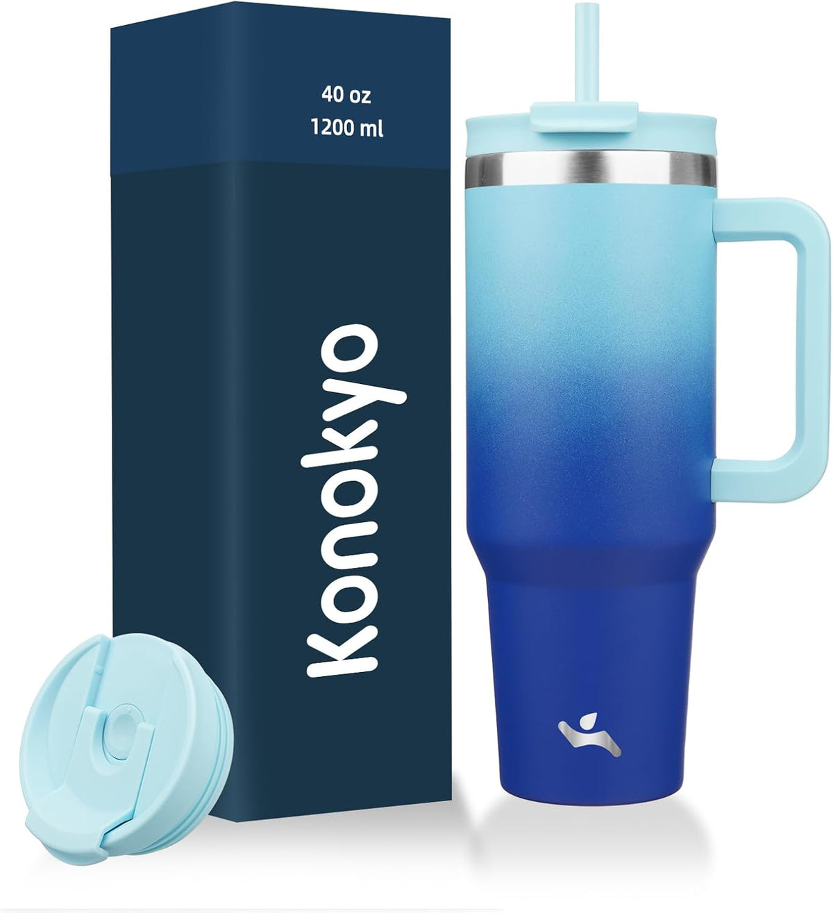 30 oz Insulated Tumbler Water Bottle with Handle, Straw Lid
