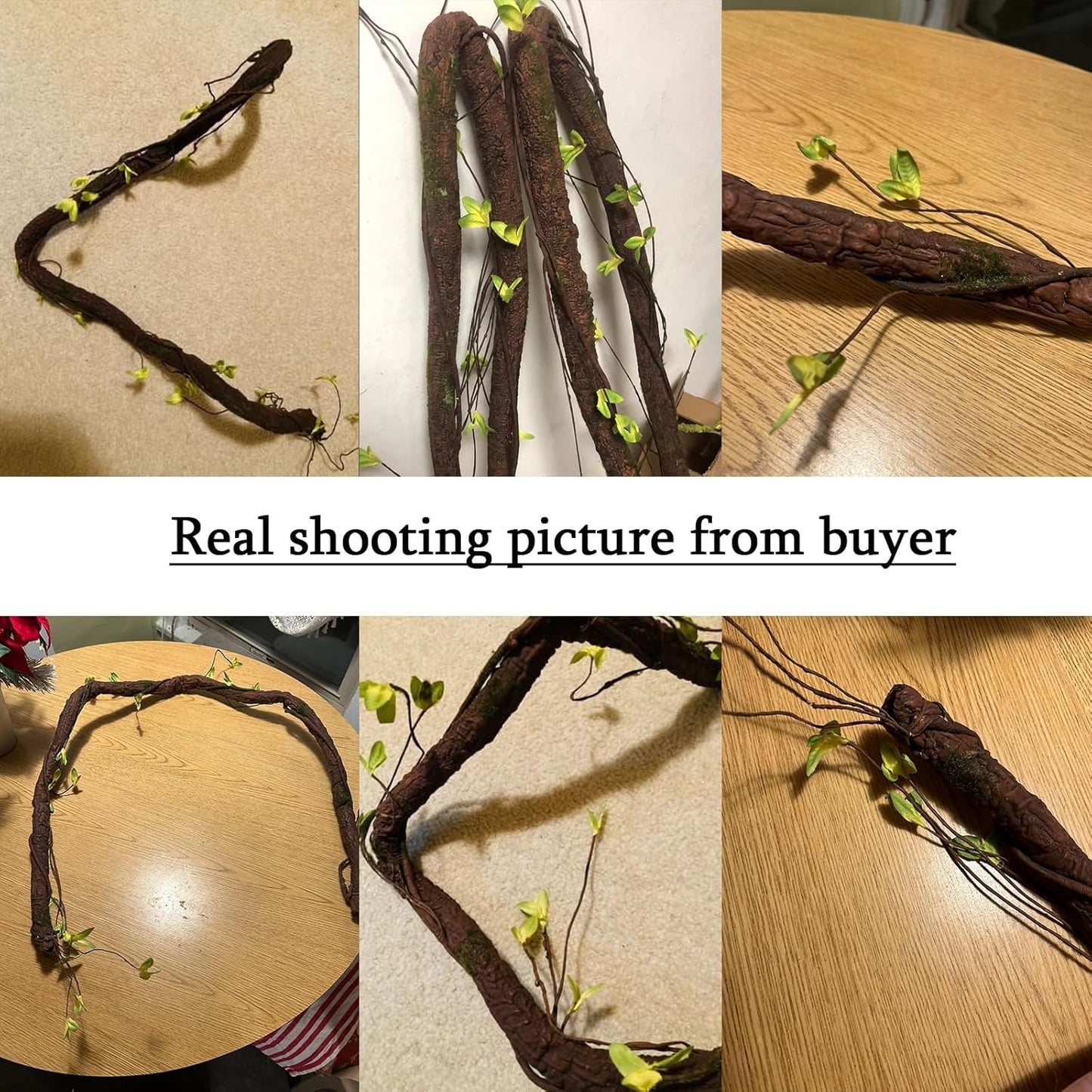 63in Bendable Artificial Tree Trunk Branches Moss Vine Leaf Wall Hang Decor | Faux Thick Wood Tree Twigs Grapevines Plants Garland With Green Leaves For Hanging Reptile Climb Halloween Garden Decoration