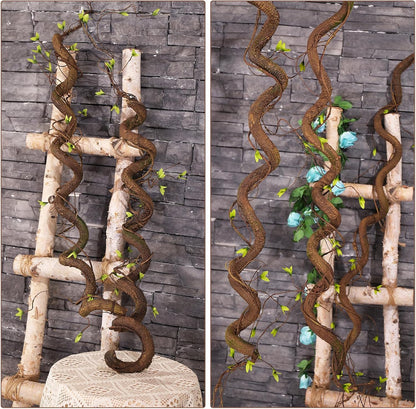 63in Bendable Artificial Tree Trunk Branches Moss Vine Leaf Wall Hang Decor | Faux Thick Wood Tree Twigs Grapevines Plants Garland With Green Leaves For Hanging Reptile Climb Halloween Garden Decoration