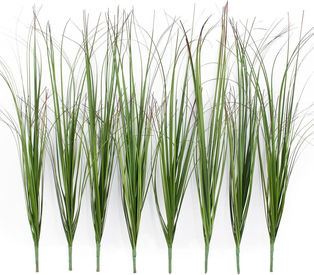 8 Bundles Artificial Grass Plants Outdoor Tall Faux Shrubs Greenery Stems Fake Onion Grasses Wheat Grass UV Resistant Faux Bushes Plant for Garden Indoor Office Home Decor（Red-Tipped Green）