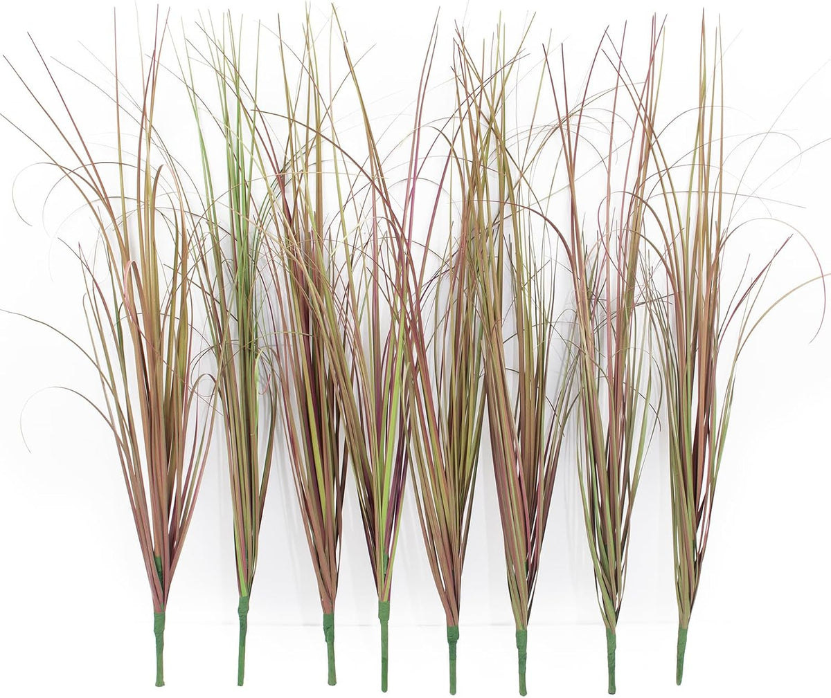 8 Bundles Artificial Grass Plants Outdoor Tall Faux Shrubs Greenery Stems Fake Onion Grasses Wheat Grass UV Resistant Faux Bushes Plant for Garden Indoor Office Home Decor（Red-Tipped Green）