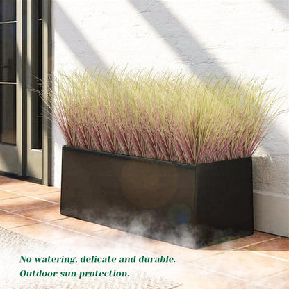 8 Bundles Artificial Grass Plants Outdoor Tall Faux Shrubs Greenery Stems Fake Onion Grasses Wheat Grass UV Resistant Faux Bushes Plant for Garden Indoor Office Home Decor（Red-Tipped Green）