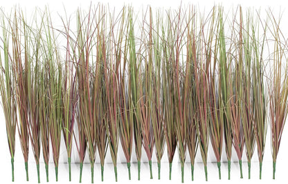 8 Bundles Artificial Grass Plants Outdoor Tall Faux Shrubs Greenery Stems Fake Onion Grasses Wheat Grass UV Resistant Faux Bushes Plant for Garden Indoor Office Home Decor（Red-Tipped Green）