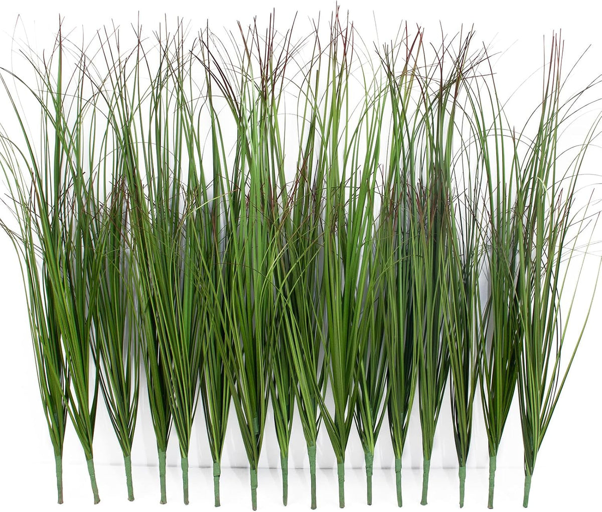 8 Bundles Artificial Grass Plants Outdoor Tall Faux Shrubs Greenery Stems Fake Onion Grasses Wheat Grass UV Resistant Faux Bushes Plant for Garden Indoor Office Home Decor（Red-Tipped Green）