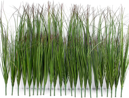 8 Bundles Artificial Grass Plants Outdoor Tall Faux Shrubs Greenery Stems Fake Onion Grasses Wheat Grass UV Resistant Faux Bushes Plant for Garden Indoor Office Home Decor（Red-Tipped Green）