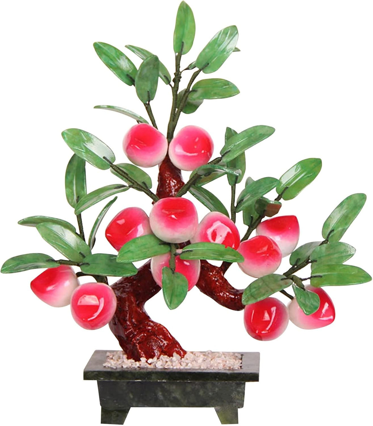 Crystals Tree Natural Jade Bonsai Artificial Peach Tree Living Room Porch Decoration Money Feng Shui Potted Home Creative Gifts Bonsai Tree (Size : 12)
