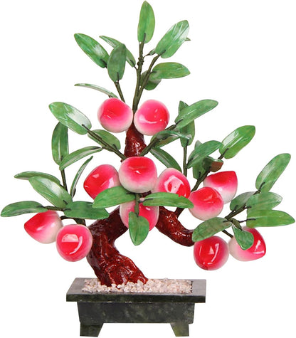 Crystals Tree Natural Jade Bonsai Artificial Peach Tree Living Room Porch Decoration Money Feng Shui Potted Home Creative Gifts Bonsai Tree (Size : 12)