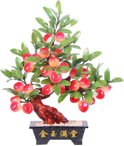 Crystals Tree Natural Jade Bonsai Artificial Peach Tree Living Room Porch Decoration Money Feng Shui Potted Home Creative Gifts Bonsai Tree (Size : 12)