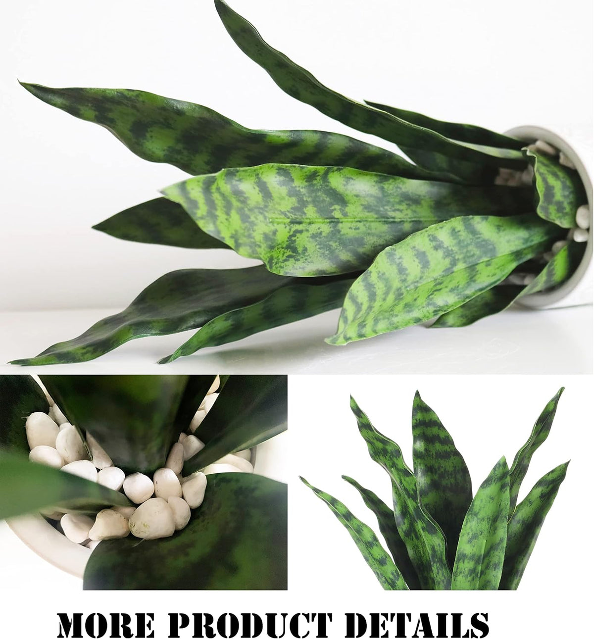 Artificial Realistic Snake Plant 16" with White Ceramic Pot