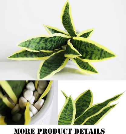 Artificial Realistic Snake Plant 16" with White Ceramic Pot
