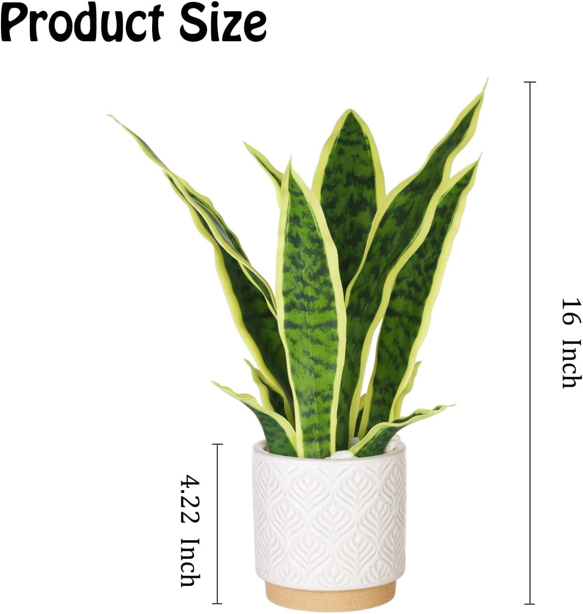 Artificial Realistic Snake Plant 16" with White Ceramic Pot