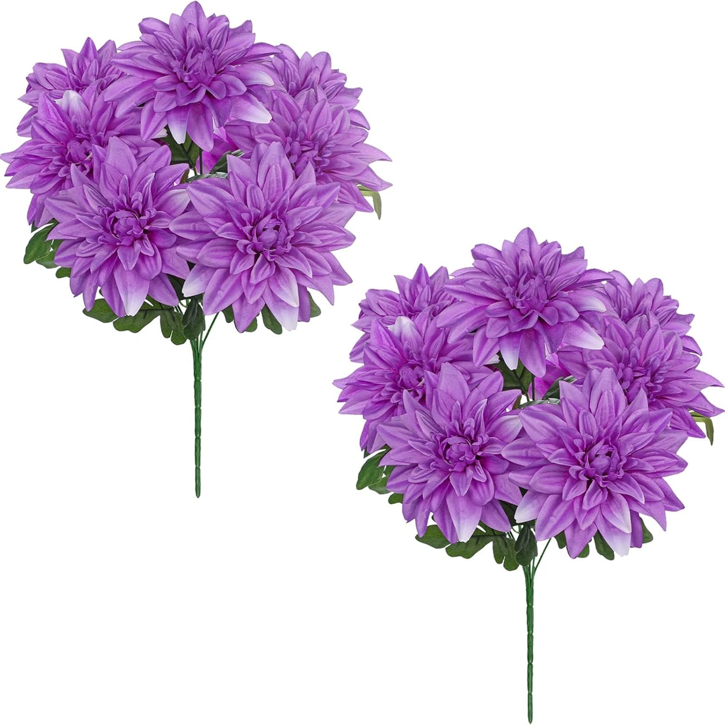Purple-Pink Artificial Dahlia Flowers with Stem Bushes 7 Heads Silk Fake Dahlias Flowers Wedding Bouquets Faux Dahlia Flower Floral Arrangements for Party Table Centerpieces Home Decor