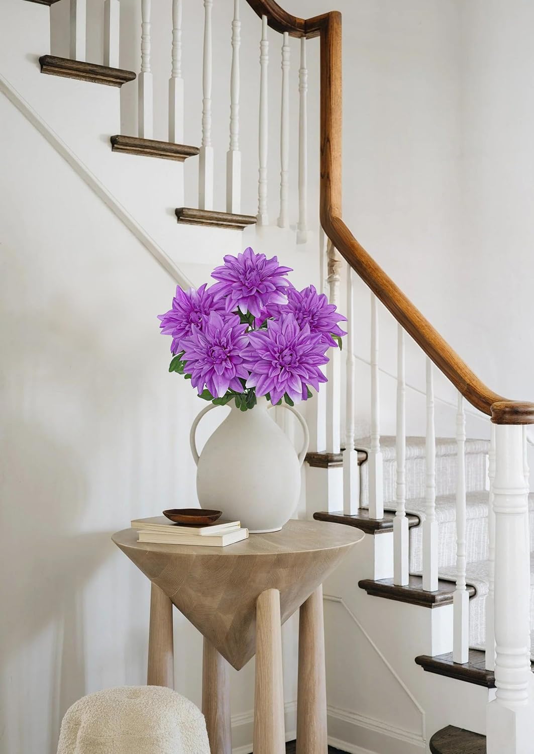 Purple-Pink Artificial Dahlia Flowers with Stem Bushes 7 Heads Silk Fake Dahlias Flowers Wedding Bouquets Faux Dahlia Flower Floral Arrangements for Party Table Centerpieces Home Decor