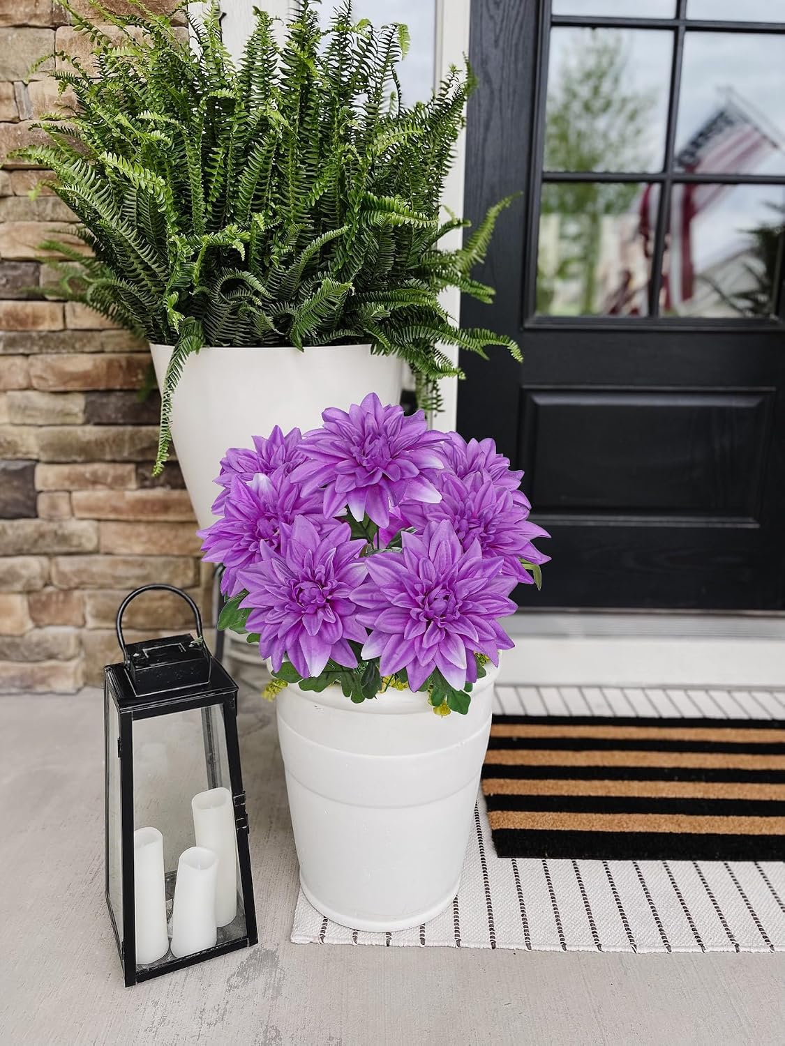 Purple-Pink Artificial Dahlia Flowers with Stem Bushes 7 Heads Silk Fake Dahlias Flowers Wedding Bouquets Faux Dahlia Flower Floral Arrangements for Party Table Centerpieces Home Decor