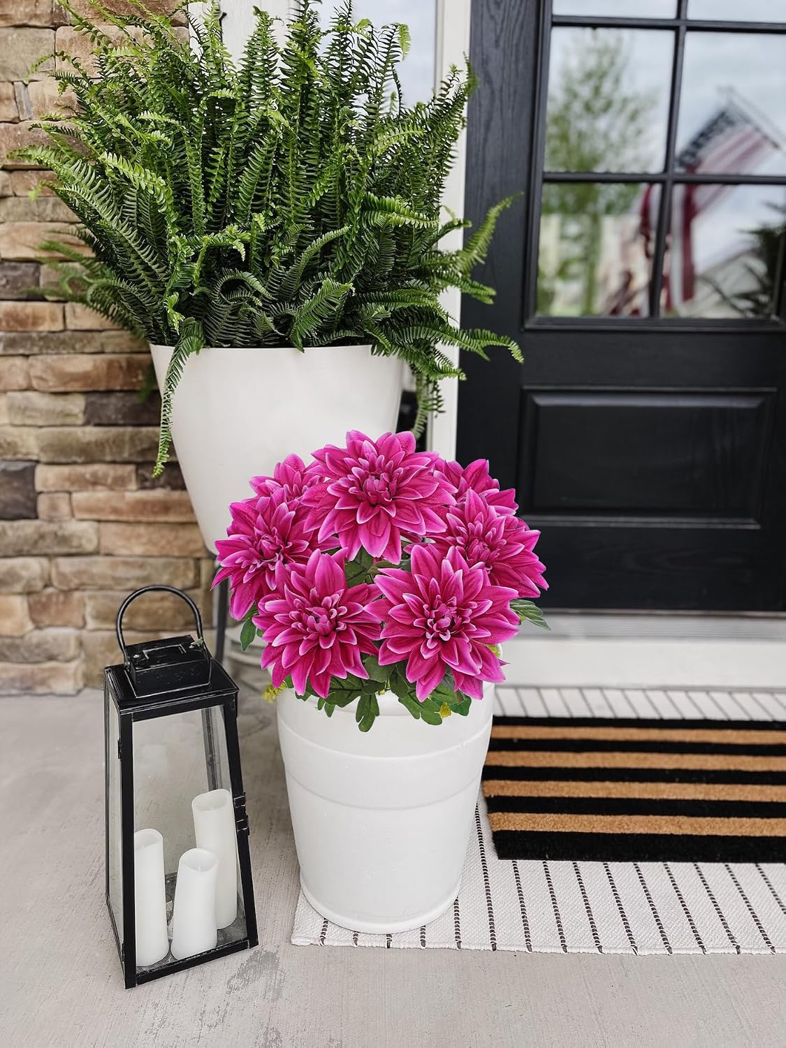 Purple-Pink Artificial Dahlia Flowers with Stem Bushes 7 Heads Silk Fake Dahlias Flowers Wedding Bouquets Faux Dahlia Flower Floral Arrangements for Party Table Centerpieces Home Decor