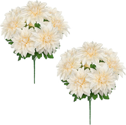 Purple-Pink Artificial Dahlia Flowers with Stem Bushes 7 Heads Silk Fake Dahlias Flowers Wedding Bouquets Faux Dahlia Flower Floral Arrangements for Party Table Centerpieces Home Decor