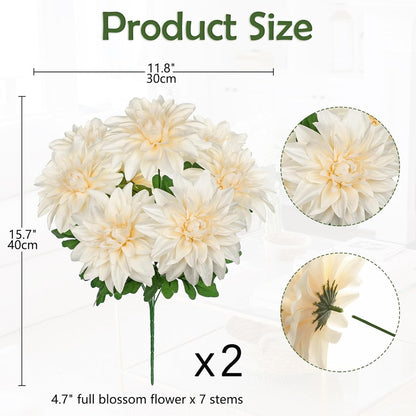 Purple-Pink Artificial Dahlia Flowers with Stem Bushes 7 Heads Silk Fake Dahlias Flowers Wedding Bouquets Faux Dahlia Flower Floral Arrangements for Party Table Centerpieces Home Decor