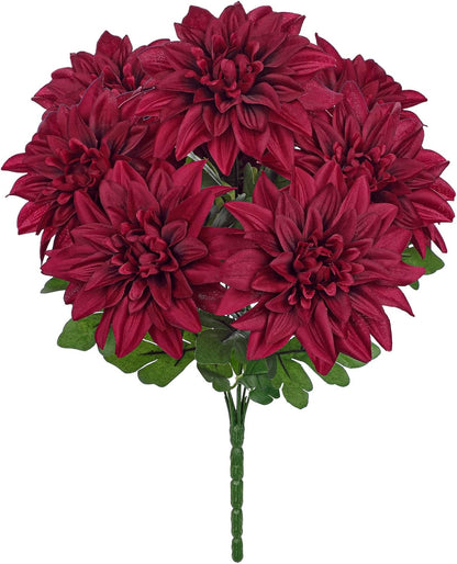 Purple-Pink Artificial Dahlia Flowers with Stem Bushes 7 Heads Silk Fake Dahlias Flowers Wedding Bouquets Faux Dahlia Flower Floral Arrangements for Party Table Centerpieces Home Decor
