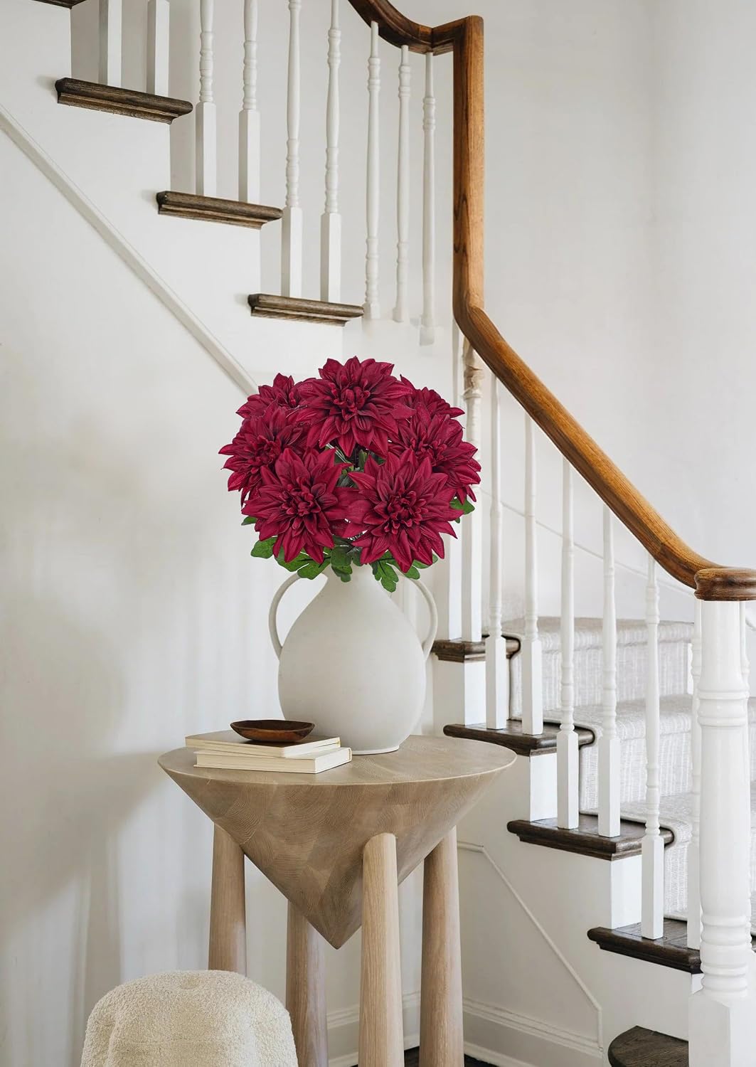 Purple-Pink Artificial Dahlia Flowers with Stem Bushes 7 Heads Silk Fake Dahlias Flowers Wedding Bouquets Faux Dahlia Flower Floral Arrangements for Party Table Centerpieces Home Decor