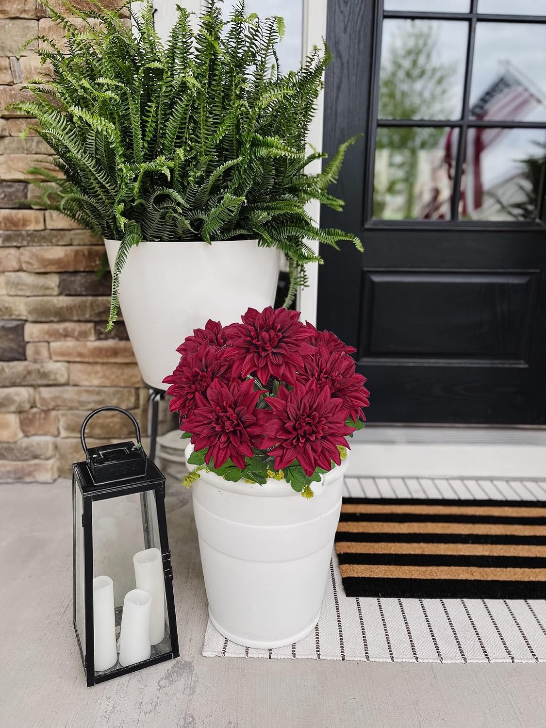 Purple-Pink Artificial Dahlia Flowers with Stem Bushes 7 Heads Silk Fake Dahlias Flowers Wedding Bouquets Faux Dahlia Flower Floral Arrangements for Party Table Centerpieces Home Decor