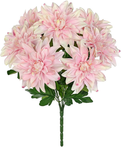 Purple-Pink Artificial Dahlia Flowers with Stem Bushes 7 Heads Silk Fake Dahlias Flowers Wedding Bouquets Faux Dahlia Flower Floral Arrangements for Party Table Centerpieces Home Decor