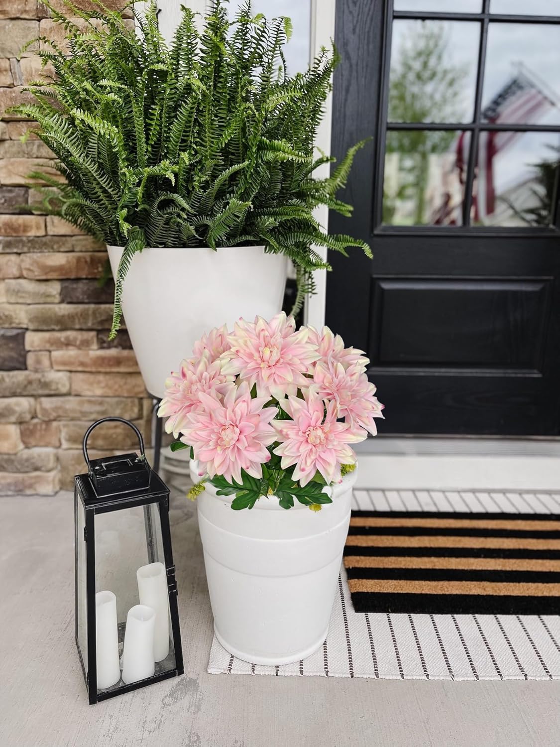 Purple-Pink Artificial Dahlia Flowers with Stem Bushes 7 Heads Silk Fake Dahlias Flowers Wedding Bouquets Faux Dahlia Flower Floral Arrangements for Party Table Centerpieces Home Decor