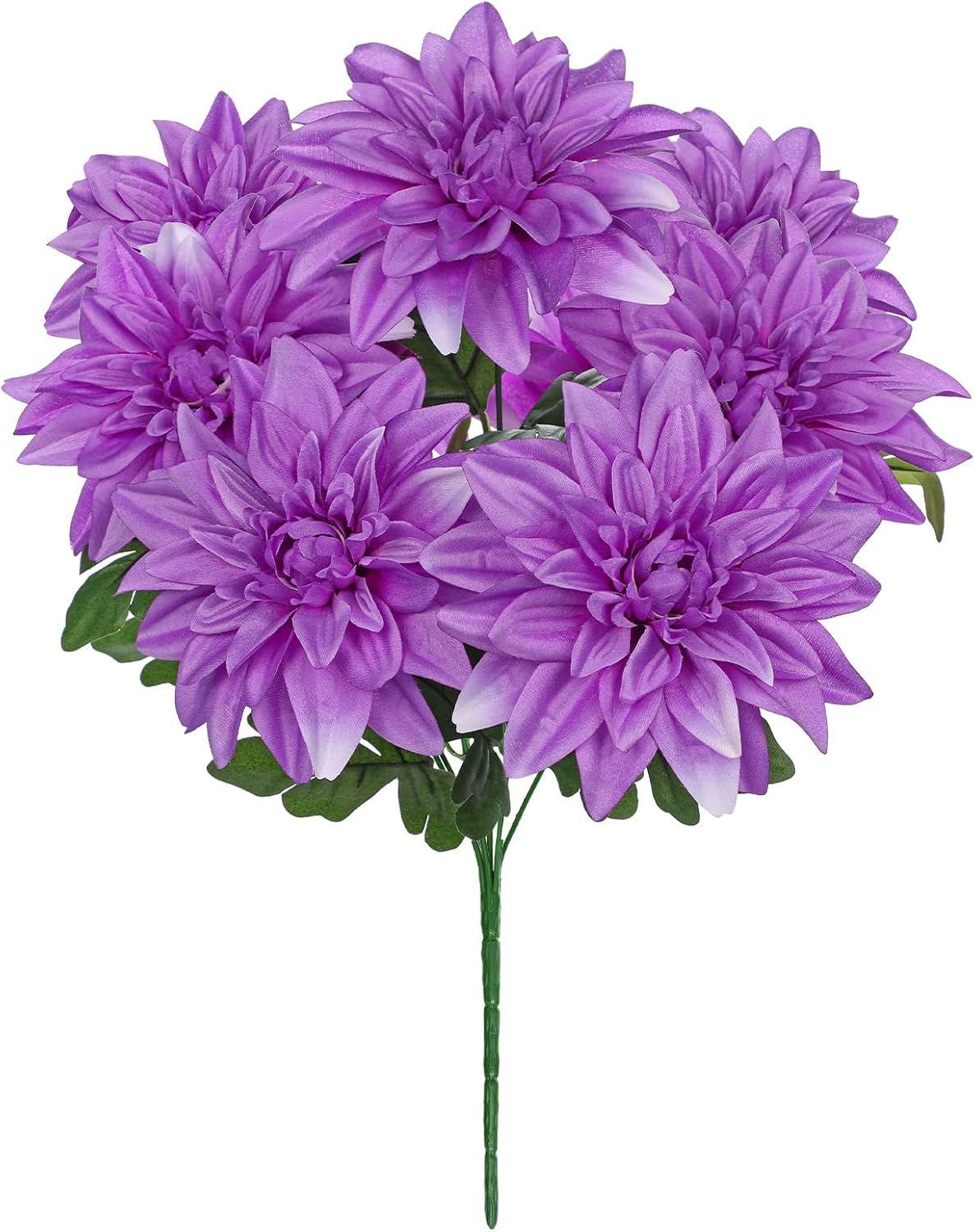 Purple-Pink Artificial Dahlia Flowers with Stem Bushes 7 Heads Silk Fake Dahlias Flowers Wedding Bouquets Faux Dahlia Flower Floral Arrangements for Party Table Centerpieces Home Decor