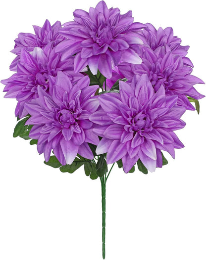 Purple-Pink Artificial Dahlia Flowers with Stem Bushes 7 Heads Silk Fake Dahlias Flowers Wedding Bouquets Faux Dahlia Flower Floral Arrangements for Party Table Centerpieces Home Decor